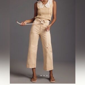 Pilcro The Skipper Seamed Wide Leg Crop Pants in Khaki